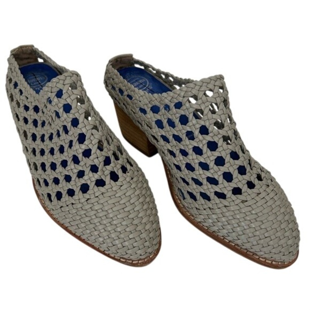 Jeffrey Campbell Last Leone Havana Gray Woven Slip On Almond Toe Mules Shoes 5.5